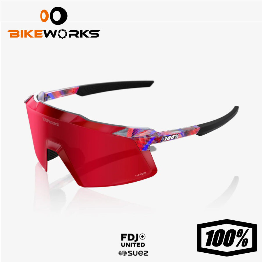 AEROCRAFT FDJ Gloss Translucent Red/Blue - HiPER Fire Red Mirror Lens 自転車 サングラス ロードバイク アイウェア スポーツサングラス ミラーレンズ 調光レンズ UVカット サングラス 100% ワンハンドレッド