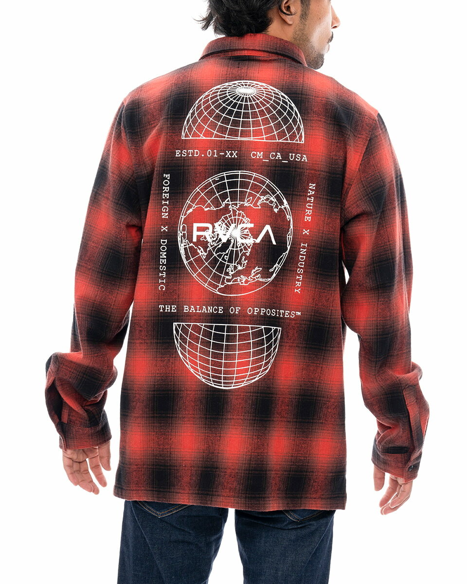 【OUTLET】【50%OFF】【送料無料】2024 ルーカ メンズ GLOBAL COMESTIC SHIRTS 長袖シャツ RED 【2024年秋冬モデル】 全1色 S/M/L/XL rvca