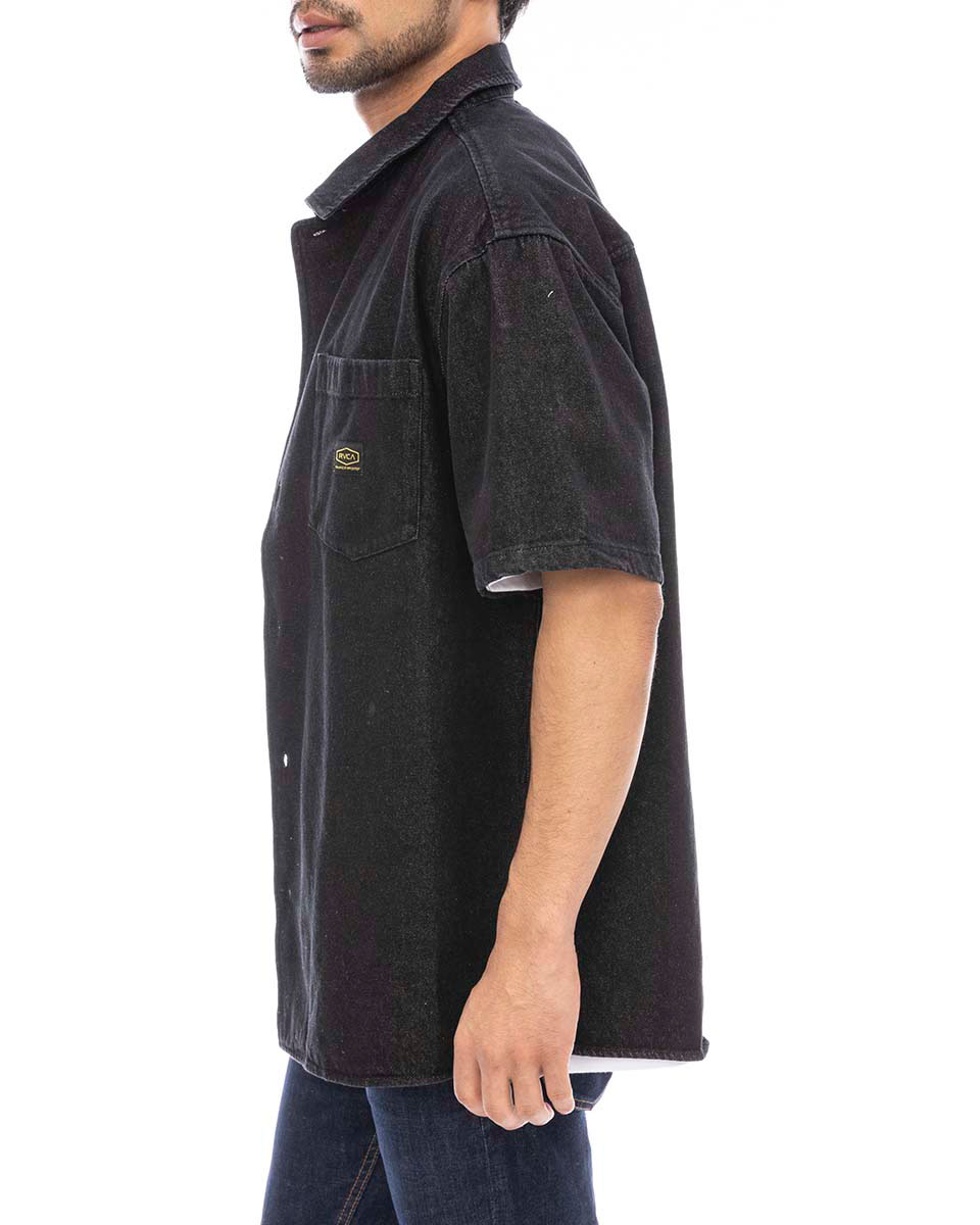 【OUTLET】【50%OFF】【送料無料】2024 ルーカ メンズ HS DENIM SHIRT ショートスリーブシャツ 【2024年夏モデル】 全3色 S/M/L rvca