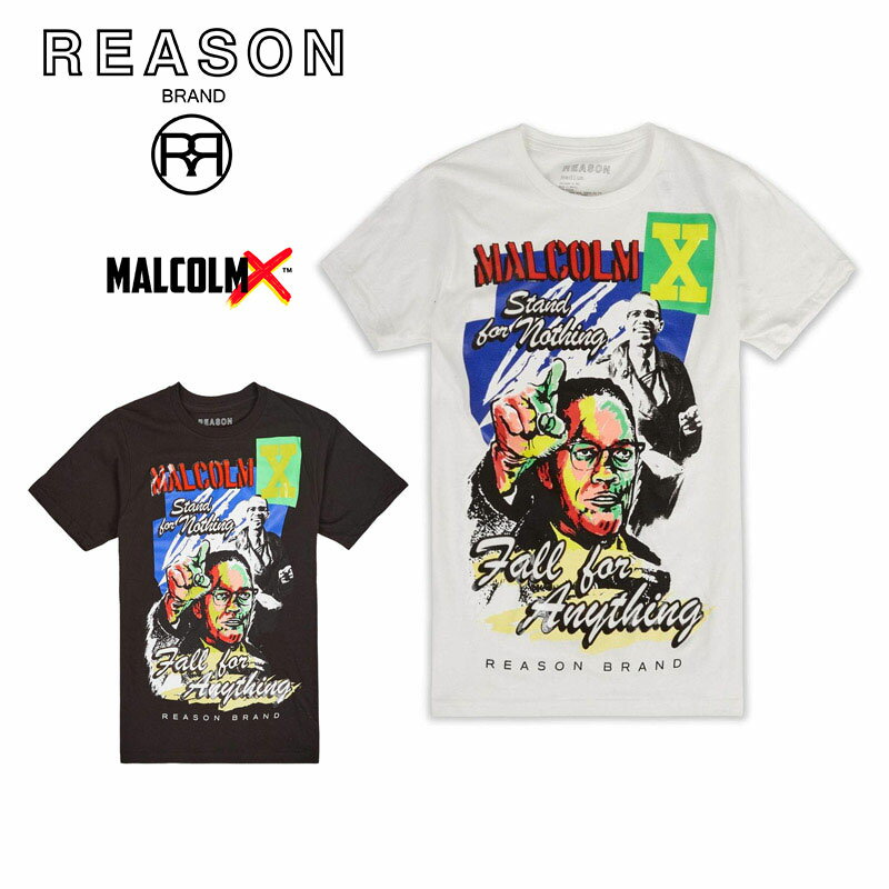 【在庫処分1000円ポッキリ】REASON リーズン MALCOLM X マルコムX コラボ企画 刺繍アップリケ TEE半袖 T-SHIRT プリント プリント コットン/B系/ストリート/ダンス衣装/チーム/カジュアル/アメカジ/インポート/M L XL 2XL 3XL/大きいサイズ/ビッグサイズ