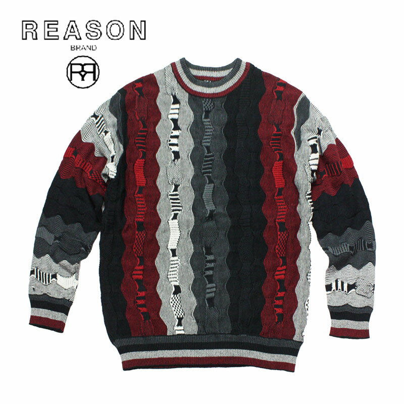 REASON/リーズン/ARNORD SWEATER/ケーブル編みニット/クルーネックセーター/B系/ストリート/ダンス衣装/チーム/カジュアル/アメカジ/インポート/M L XL 2XL 3XL/大きいサイズ/ビッグサイズ