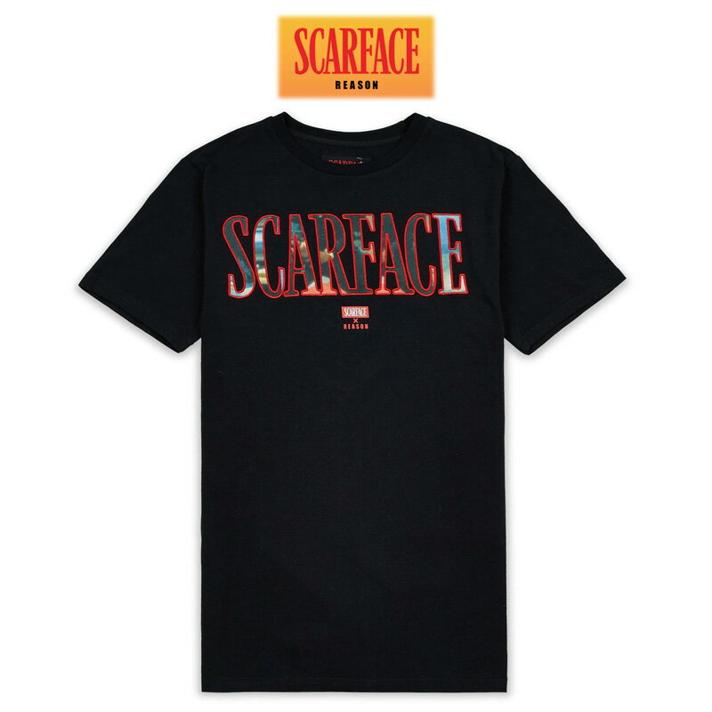 【1000円ポッキリ！】REASON/リーゾン/GRAPHIC TEE/前面刺繍プリント、SCAFACE/ハリウッドコラボ/半袖Tシャツ/コットン素材/B系/ストリート/ダンス衣装/チーム/カジュアル/アメカジ/インポート/M/L/XL/2XL/3XL/大きいサイズ/ビッグサイズのサムネイル