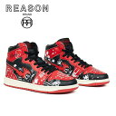 REASON/リーズン/SKRIBBLE SNEAKER/アッパーレザー/ハイカット/ツートン/プリント/カラーストリングス/25〜29cm/B系 ストリート スケート バスケット ダンス 衣装 チーム カジュアル アメカジ インポート 大きいサイズ ビッグサイズ