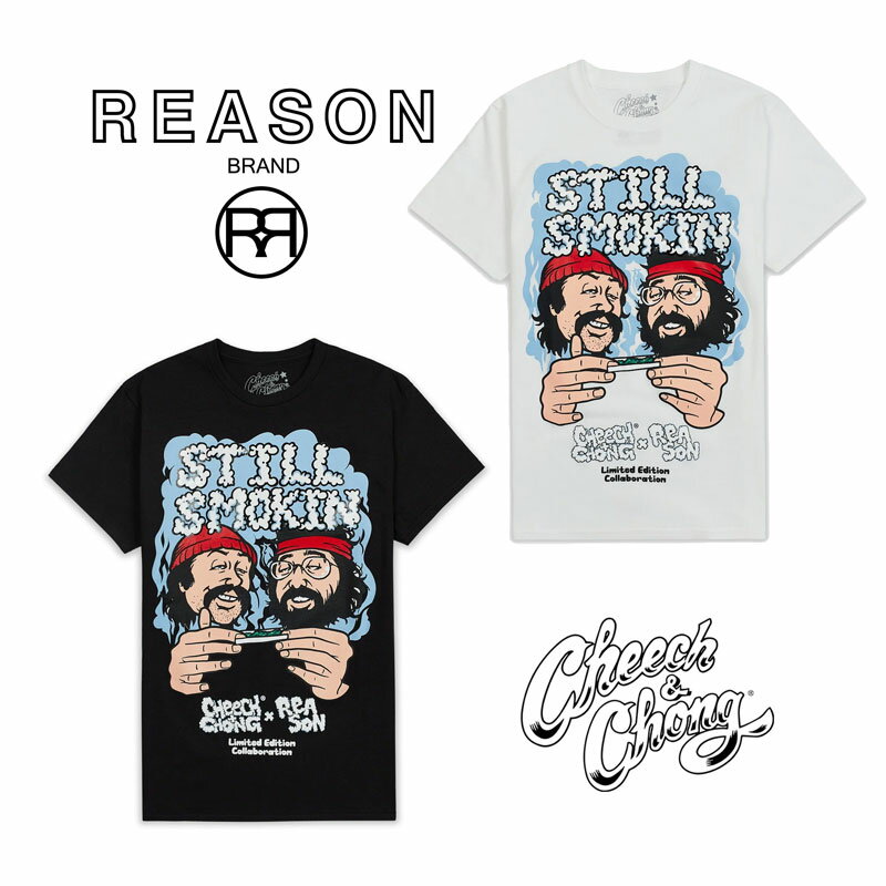 REASON リーズン CHEECH&CHONG コラボ SMOKE TEE半袖 T-SHIRT プリント プリント コットン/B系/ストリート/ダンス衣装/チーム/カジュアル/アメカジ/インポート/M L XL 2XL 3XL/大きいサイズ/ビッグサイズ