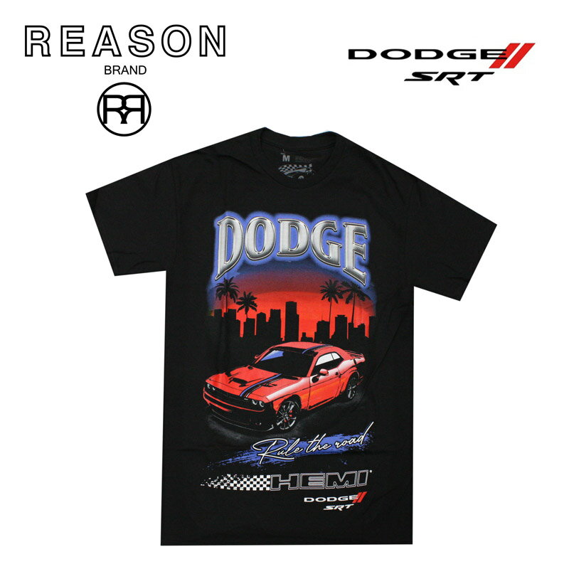 【1000円ポッキリ！】REASON リーズン DODGE ダッジ コラボ RULE THE ROAD TEE半袖 T-SHIRT プリント コットン/B系/ストリート/ダンス衣装/チーム/カジュアル/アメカジ/インポート/M L XL 2XL 3XL/大きいサイズ/ビッグサイズのサムネイル