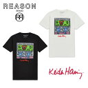 REASON リーズン KEITH HARING キース へリング コラボ ANDY MOUSE TEE半袖 T-SHIRT プリント プリント コットン/B系/ストリート/ダンス衣装/チーム/カジュアル/アメカジ/インポート/M L XL 2XL 3XL/大きいサイズ/ビッグサイズ