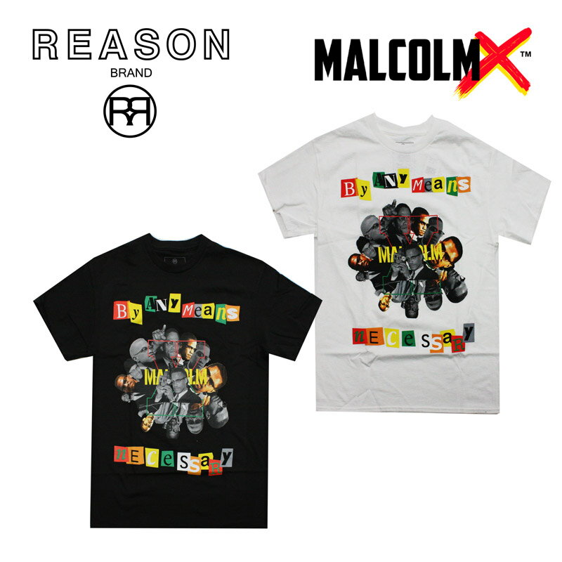 REASON リーズン MALCOLM X マルコムX コラボ企画 COLLAGE TEE半袖 T-SHIRT プリント コットン/B系/ストリート/ダンス衣装/チーム/カジュアル/アメカジ/インポート/M L XL 2XL 3XL/大きいサイズ/ビッグサイズ