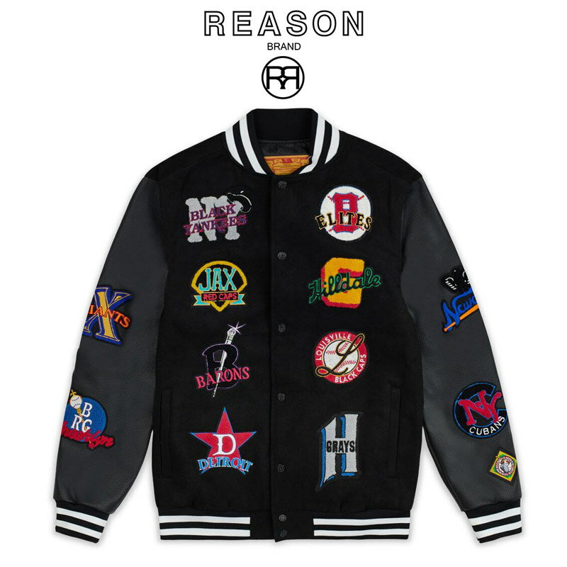 REASON リーズン ネグロリーグ コラボ ALL TEAM VARSITY/袖PUメルトン スタジアムジャンパー/B系/ストリート/ダンス衣装/チーム/カジュアル/アメカジ/インポート/M L XL 2XL 3XL/大きいサイズ/ビッグサイズ