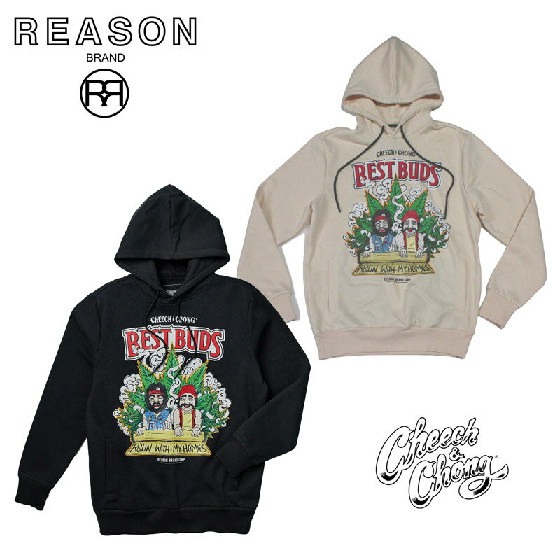 REASON リーズン CHEECH & CHONG チーチ＆チョンコラボ フロントプリント BEST BUDS HOODIE 裏起毛スウェット PULLOVER プルオーバー/B系/ストリート/ダンス衣装/チーム/カジュアル/アメカジ/インポート/M L XL 2XL 3XL/大きいサイズ/ビッグサイズ