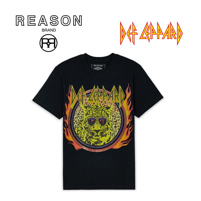 【セール50％オフ】REASON リーズン DEF LEPPARD デフ・レパード コラボ ANIMAL TEE半袖 T-SHIRT プリント コットン/B系/ストリート/ダンス衣装/チーム/カジュアル/アメカジ/インポート/M L XL 2XL 3XL/大きいサイズ/ビッグサイズのサムネイル