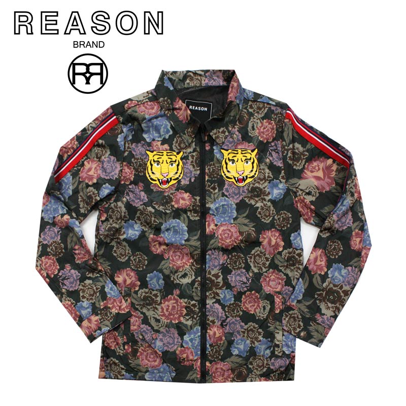 REASON リーズン オールオーバー花柄プリント FEARLESS NYLON JACKET/コーチジャケット ナイロン素材/B系/ストリート/ダンス衣装/チーム/カジュアル/アメカジ/インポート/M L XL 2XL 3XL/大きいサイズ/ビッグサイズ