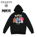 【冬物セール】REASON リーズン POPEYE ポパイ コラボ オールオーバープリントFAMILY HOODIE 裏起毛スウェット PULLOVER プルオーバー/B系/ストリート/ダンス衣装/チーム/カジュアル/アメカジ/インポート/M L XL 2XL 3XL/大きいサイズ/ビッグサイズ