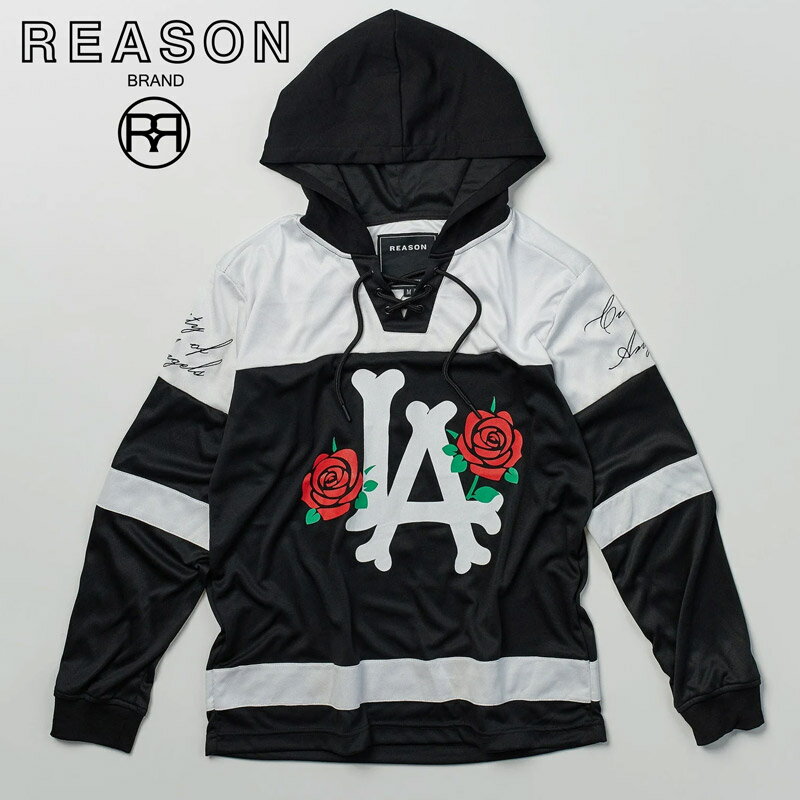 REASON リーズン LA &ROSE ロスアンゼルス HOCKEY JERSEY/ポリジャージ素材 Vネックトップス/B系/ストリート/ダンス衣装/チーム/カジュアル/アメカジ/インポート/M L XL 2XL 3XL/大きいサイズ/ビッグサイズ