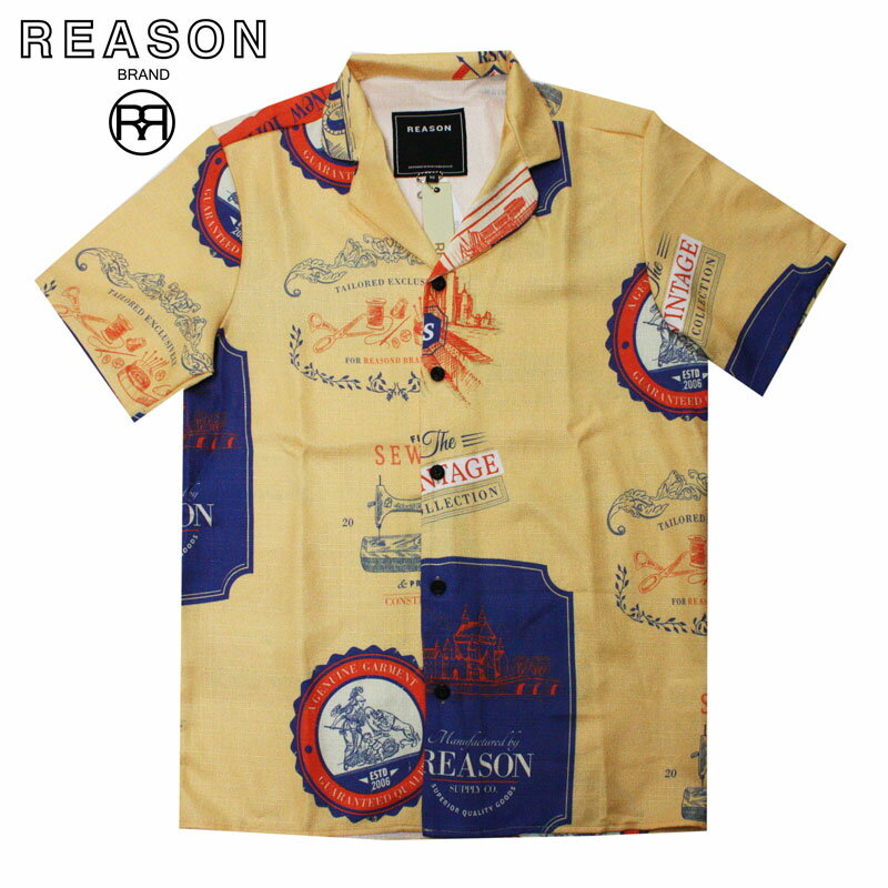 【新着2024年春】REASON リーズン VINTAGE SHIRT/ポリエステル/ フロントボタンアップ/B系/ストリート/ダンス衣装/チーム/カジュアル/アメカジ/インポート/M L XL 2XL 3XL/大きいサイズ/ビッグサイズ