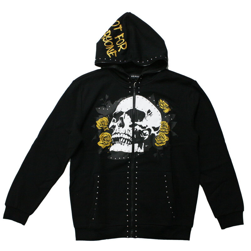REASON/リーゾン GRIND OVER GLORY ZIPUP HOODY 前面プリント 長袖パーカー ポリフリース素材 フルジップ スタッドトリミング /B系/ストリート/ダンス衣装/チーム/カジュアル/アメカジ/インポート 大きいサイズ/ビッグサイズ 3