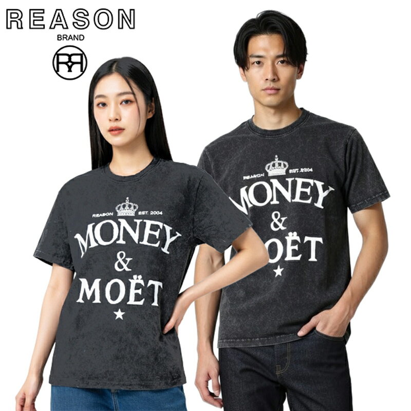 REASON/リーゾン MONEY&MOET WASHED TEE 前面プリント 半袖Tシャツ コットン素材 インパクトあるコミックベアのプリント /B系/ストリート/ダンス衣装/チーム/カジュアル/アメカジ/インポート/大きいサイズ/ビッグサイズ
