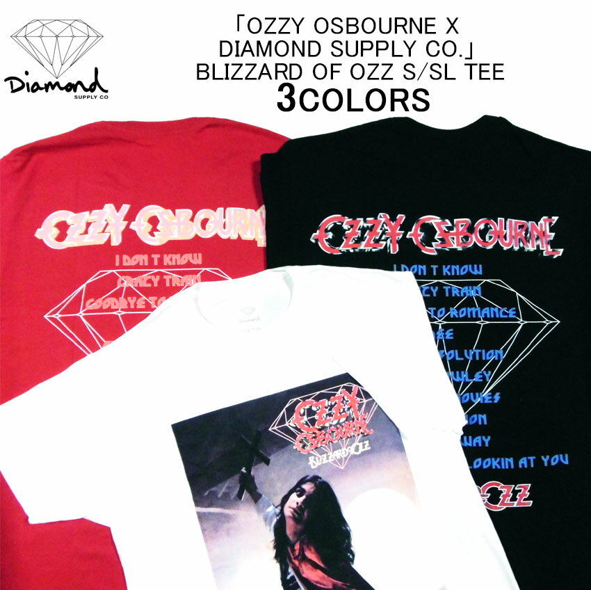 日本未発売！ダイヤモンド サプライ 限定コラボ 半袖 Tシャツ DIAMOND SUPPLY CO. BLIZZARD OF OZZ S/SL TEEOZZY OSBOURNE(オジー オズボーン) Tシャツ バンドT カットソー トップス ダイアモンド メンズ(男性用) (S M L XL XXL サイズ) B21DMPA200