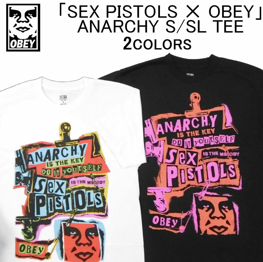 オベイ 限定 コラボ 半袖 Tシャツ OBEY ANARCHY S/SL TEESEX PISTOLS(セックス・ピストルズ)・ショートスリーブティーシャツ・カットソー・トップス・オベー・メンズ(男性用)・(S M L XL XXL サイズ) 165263379