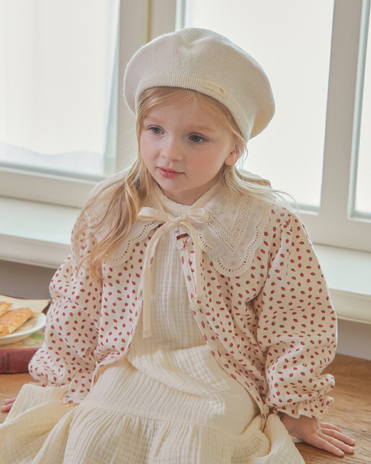 BILY Fraisier Cardigan 女の子 1歳から4歳 80-110cm いちご柄 カーディガン 全1色