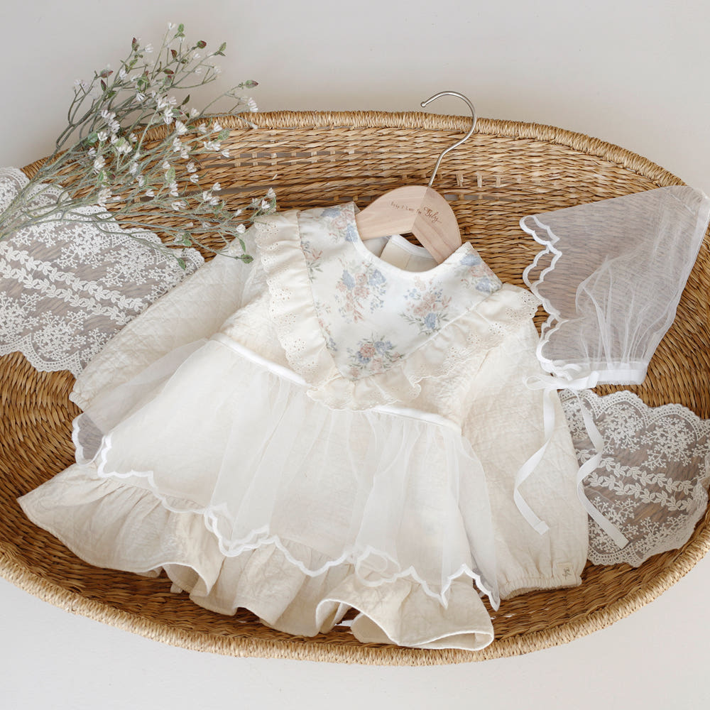 BILY Tinkerbell Lace Bonnet 女の子 生後6ヶ月から生後12ヶ月 ベビーボンネット ...