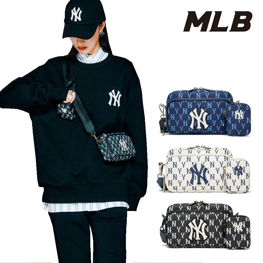 [MLB KOREA]エムエルビーコリア MONOGRAM Mini Crossbag NEW YORK YANKEES 韓国バッグ 人気かばん レディースバッグ ショルダーバッグ クロスバッグ カバン 韓国ファッション ユニセックス メンズバッグ ポーチ付き 5色3ACRS012N