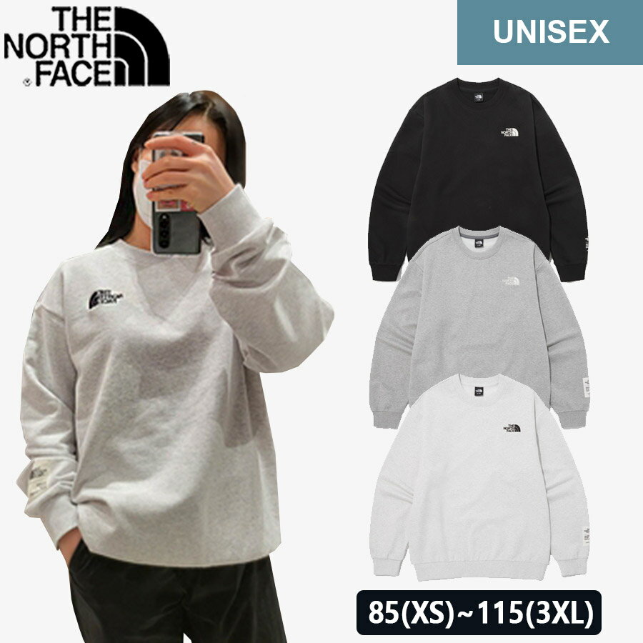 [THE NORTH FACE] ESSENTIAL SWEATSHIRTS レディース メンズ カットソー トレーナートップス 長袖 スウェットシャツ 春夏用 3色 85(XS)~115(3XL) 旅行用 デイリー カジュアル 韓国ファッション Uネックトレーナー ペア セミルーズフィット NM5MP55