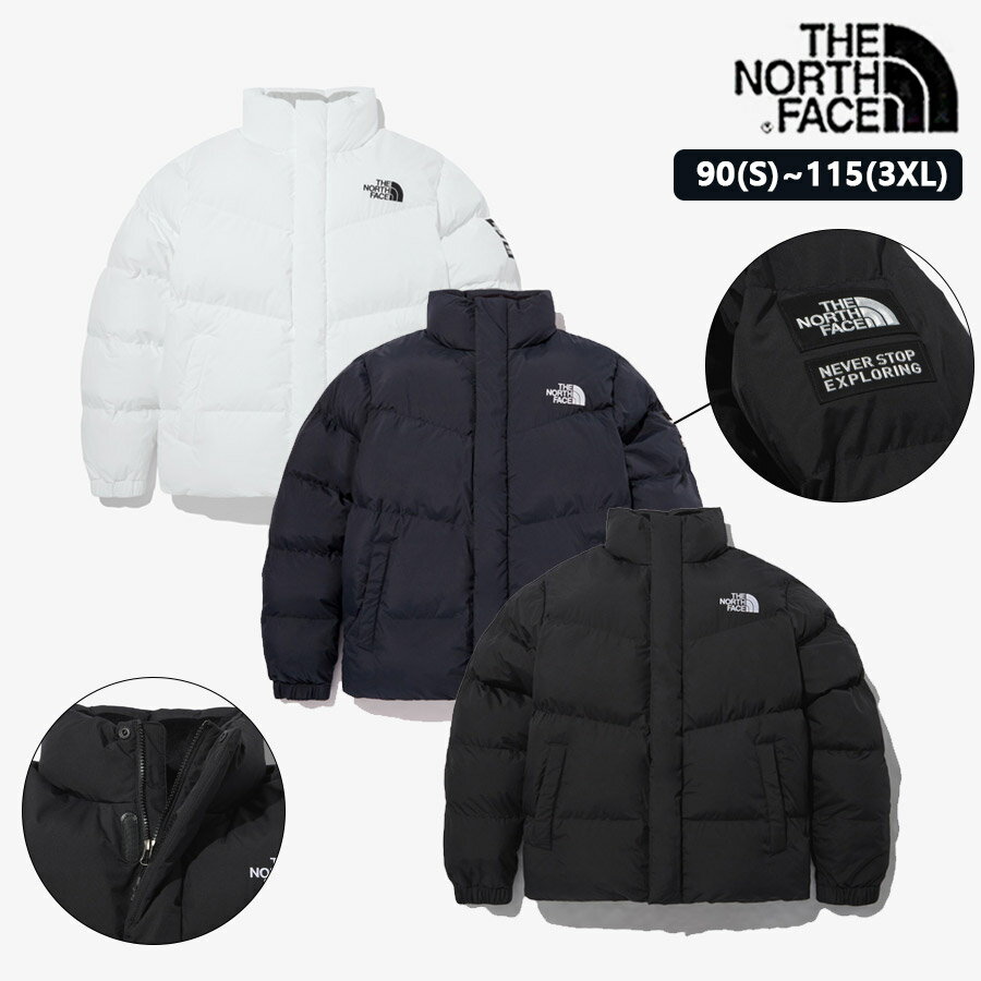 [THE NORTH FACE] 中綿ダウンジャケット ザノースフェイス A/W 男女共用 ユニセックス ポリエステルダウンジャケットメンズアウタートップス 暖かいシンプル 長袖 冬服 韓国ファッション 中綿ポリエステルジャンパーASPEN ON BALL JACKET 黒／ダークネイビー／白 NJ3NN71