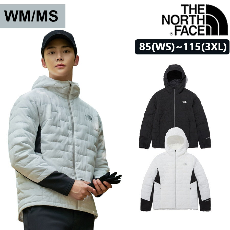 [THE NORTH FACE] 中綿ダウンジャケット ザノースフェイス A/W 男女共用 ユニセックス ポリエステルダウンジャケットメンズアウタートップス 暖かいシンプル 長袖 冬服 韓国ファッション 中綿ポリエステルジャンパーHEAT LINE JACKET 黒／白 NJ3NN50