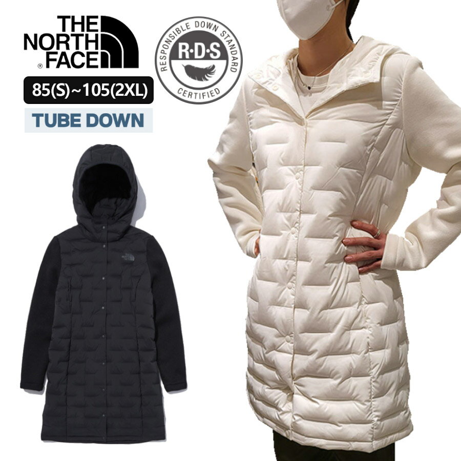 ザノースフェイス THE NORTH FACE 韓国 RDS DUCK レディース アウター フード付き ダウン ロング丈 コート 優れた保温性 袖ニット素材 暖かい WS NOVELTY TUBE DOWN COAT デイリーコーデ カジュアル ブラック ホワイト 2色 旅行用 アウトドア用 NC1DN84