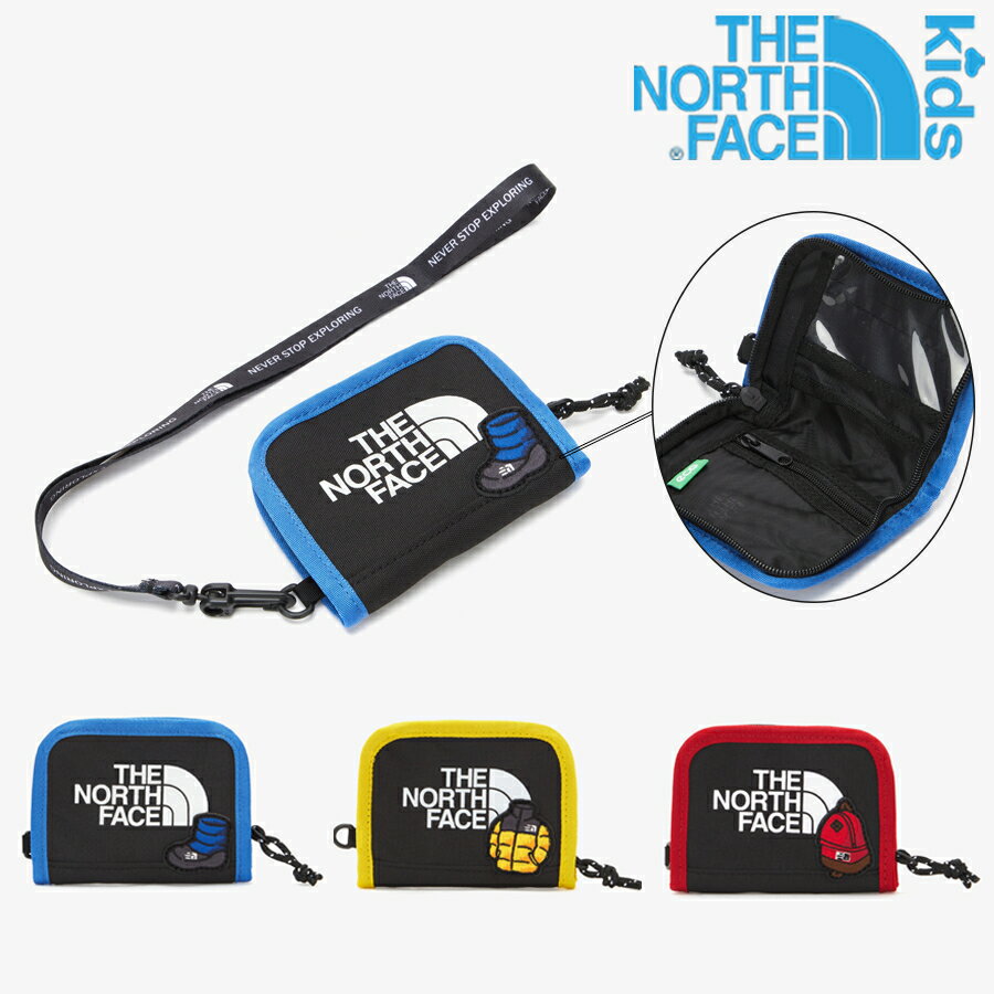 [THE NORTH FACE]KIDS ZIPPER WALLET ザノースフェイス キッズ ユニセックス子供 便利なネックレス付きジッパー財布 幼稚園用財布 ネックレス脱着可能 ジッパー付き 小銭入れ付き エコー素材財布 通園 通学 女の子財布 男の子財布 NN2PN04 -S