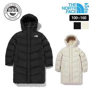 送料無料 THE NORTH FACE RDS ノースフェイス キッズ ダウンジャケット ロング丈 ユニセックス 女の子 男の子 ダウンコート フード付き 中綿コート 防寒用 袖サイズ調節可能 アウター 韓国こども服 防風 暖かい ファッション ジュニア 子供服 ブラック アイボリー NJ1DN61