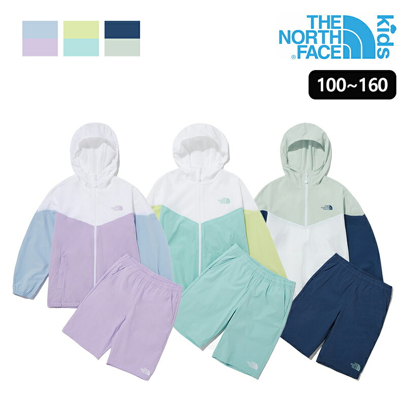 楽天bimishop2023新作 送料無料 THE NORTH FACE KIDS 韓国子供服 ノースフェイス キッズ 上下セット アウター ボトムス セットアップ フードジップアップ パカー 半ズボン 女の子 男の子 KIDS COMPACT TRAIN SET 運動トレーニング ランニング スポーツ アウトドア用 3色 NJ3LP05