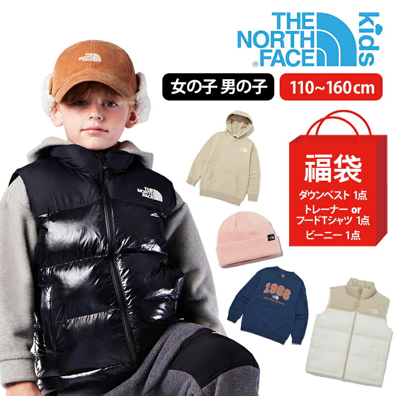 ★17日までポイント5倍UP!!★【レビューイベント中】KIDSの福袋 ノースフェイスキッズ 福袋 キッズダウンベスト ベスト トレーナー フードTシャツ ニット帽 帽子 ビーニー 冬アイテム キッズ ウェア 子供服 女の子 男の子 長袖 フード付き 福袋 アウトドア 110 120のサムネイル