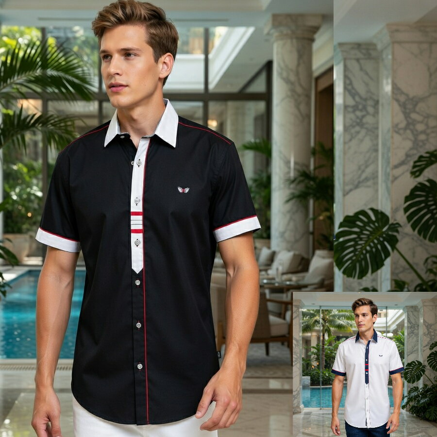 Rakuten - 半袖シャツ ストレッチ メンズ　黒　白 L/XL/XXL/3XL/4XL 大きいサイズも入荷 父の日 ギフト　きれいめ着こなし　父の日 プレゼント