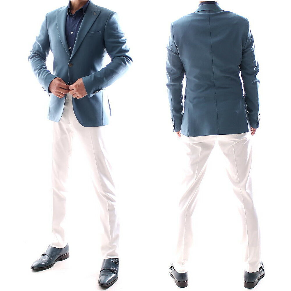 テーラードジャケット ブレザー ストレッチ ガンメタボタン ビジネスジャケット ジャケパン 背抜き ストレッチでソフトな着心地