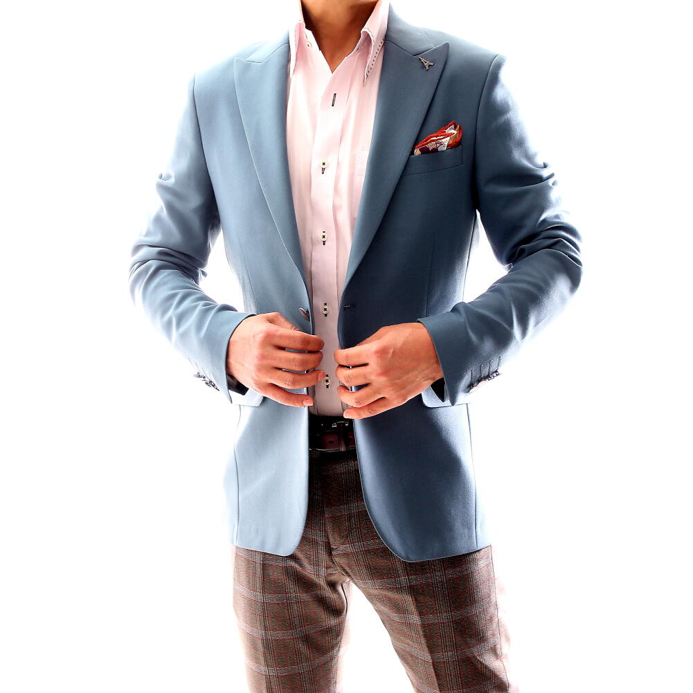 テーラードジャケット ブレザー ストレッチ ガンメタボタン ビジネスジャケット ジャケパン 背抜き ストレッチでソフトな着心地