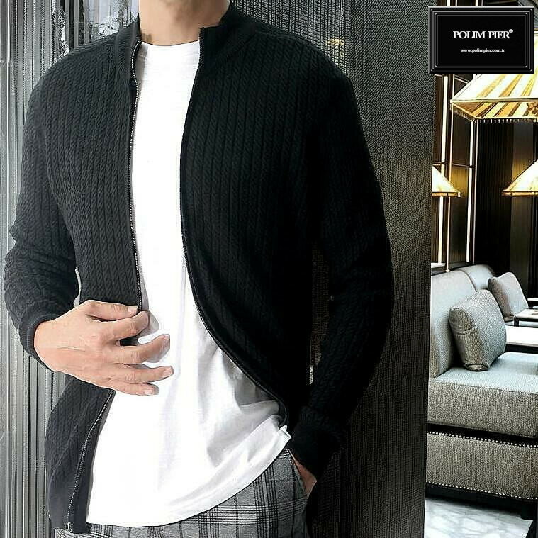 ジップアップニットモックネックニッ...