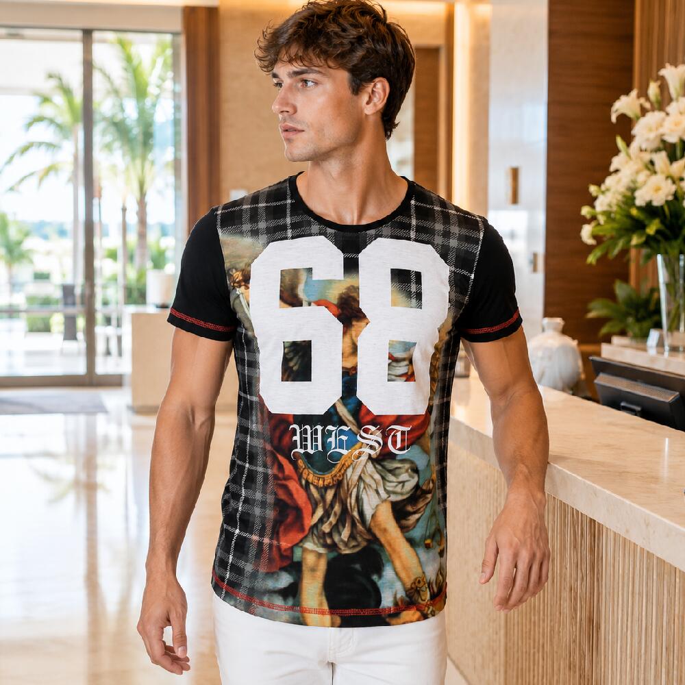 樂天商城 - Tシャツ メンズ 半袖 黒 チェック68