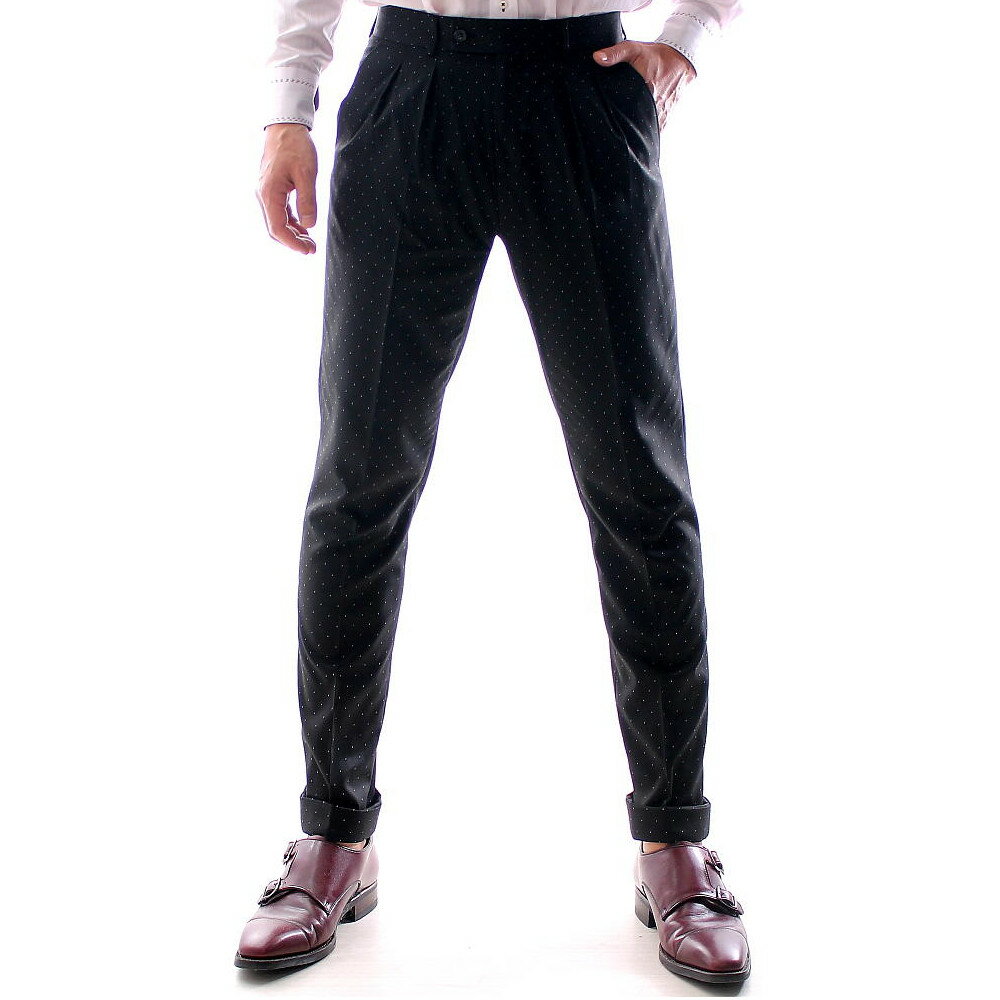スラックス スキニー スリム メンズ ツータック 黒/水玉/ドット/ストライプ 秋/冬/春 ジャケパン 大きいサイズも入荷 ビジネスパンツ パーティー