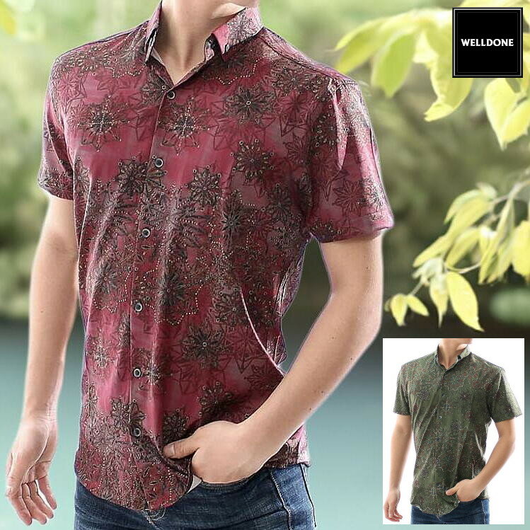 レトロ半袖シャツメンズ大きいサイズ...