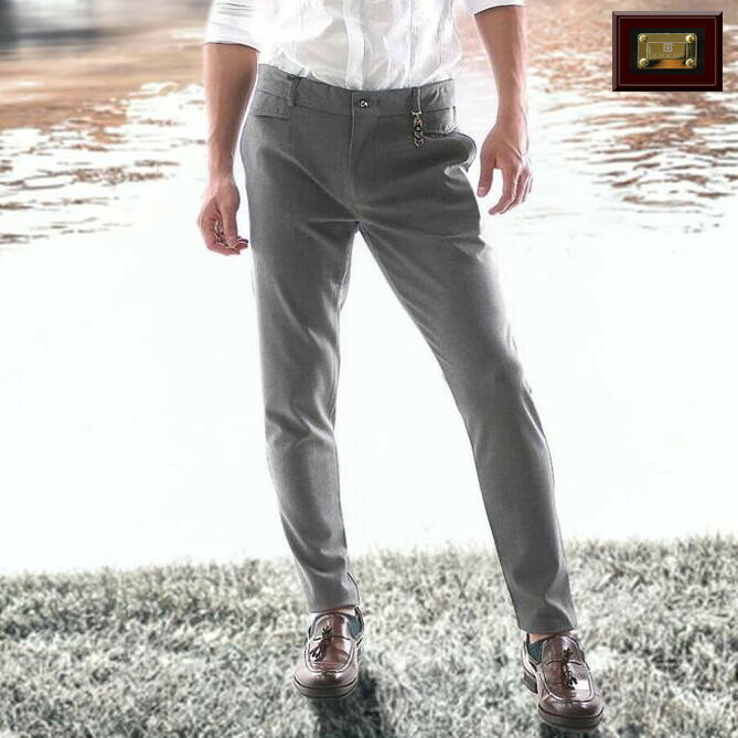 スキニー スリム スラックス クールビズ パンツ ストレッチ メンズ グレー/黒/ライトグレー 大きいサイズ も入荷　春夏秋 ビジネス　パンツ ジャケパン 薄手 薄地