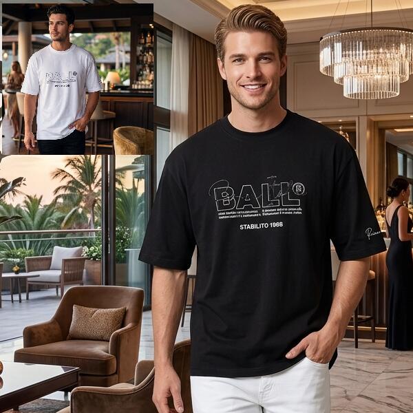 Rakuten - Tシャツ プリントTシャツ 半袖 カットソー メンズ ビッグシルエット ゆったり ルーズフィット クルーネック ワイドサイズ ポケット パッチポケット 胸ポケット アメカジ ストリート スポーツ スラブ 綿65％ 白/黒 メール便可 父の日 プレゼント