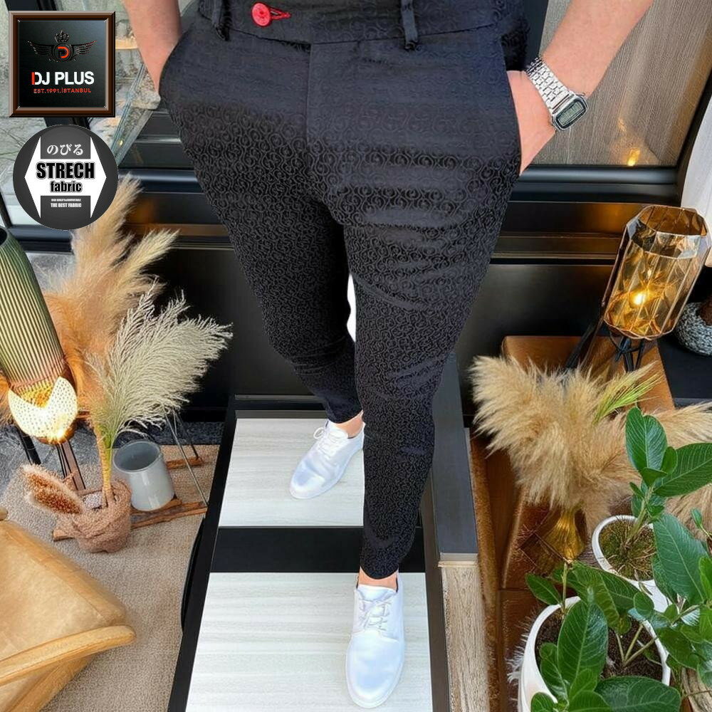 Rakuten - スラックス スキニー パンツ スリム タイト 春/秋/冬 紺/幾何学模様 ストレッチ 大きいサイズも入荷 ジャケパン ゴルフ ビジネス