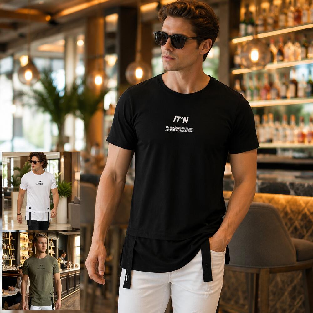 樂天商城 - Tシャツ メンズ 半袖 ロゴ チュニック丈　白/黒/カーキ ロゴ ストレッチコットン　父の日　プレゼント 大きいサイズも入荷