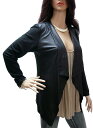 Style&co. カーディガン 長袖/PUレザー*ニット 素材 黒/10010645 大きいサイズ レディース ボレロ ジャケット 3L 4L