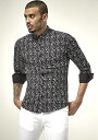 柄シャツ メンズ 長袖 カジュアルシャツ メンズ ロゴ ストレッチ 白/黒/青 総柄 M〜XXL 大きいサイズ も入荷 父の日 プレゼント