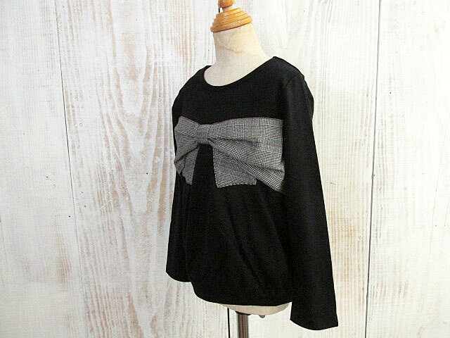 SALE! 50%OFF!! 【BeBe ベベ】グレンチェックリボントレーナー：120cm〜140cm　：1...