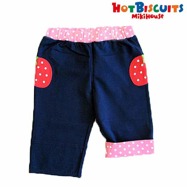 サンクスプライス☆MIKIHOUSE HOTBISCUITS ミキハウス ホットビスケッツ　サイドにドン ワッペン付き6分丈パンツ：100cm,110cm：72-3105-956b-54