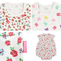 MIKIHOUSEHOTBISCUITSミキハウスホットビスケッツ小花&リボン♪キャビットちゃん半袖ボディシャツ:70cm,80cm:72-1504-786