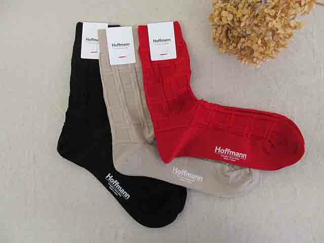 [H56] Hoffmann　ホフマン　スーピマコットン リンクスブロックソックス :9-1084-22：レディース